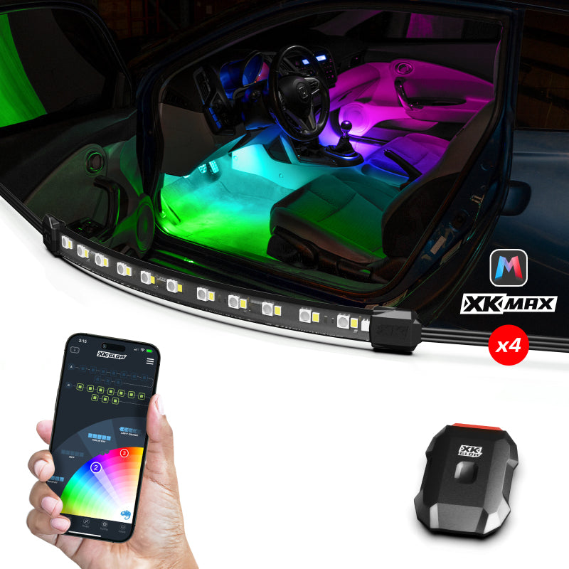 XKGLOW MX-CAR-MINI - XKGMX-CAR-MINI - XK Glow XKmax RGBW 4pc addressable Car Interior Kit - Shipped in Europe - Tuningsupply.com