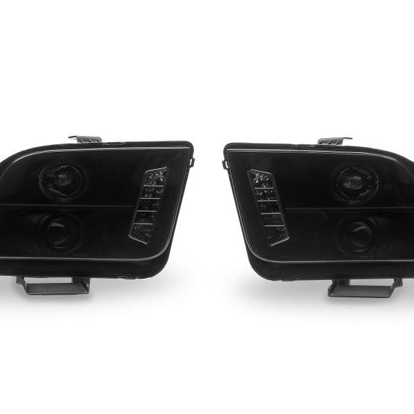 Raxiom 49128 - RAX49128 - Raxiom 05-09 Ford Mustang w/ Halogen LED Halo Prjctr Headlights-Blk Hsng(Smoked Lens Exclude GT500) - Shipped in Europe - Tuningsupply.com