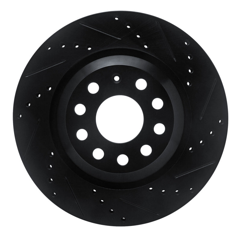 R1 Concepts 633-74030R - RNC633-74030R - R1 15-25 Volkswagen GTI Rear Right Drilled & Slotted Black Brake Rotor - Shipped in Europe - Tuningsupply.com