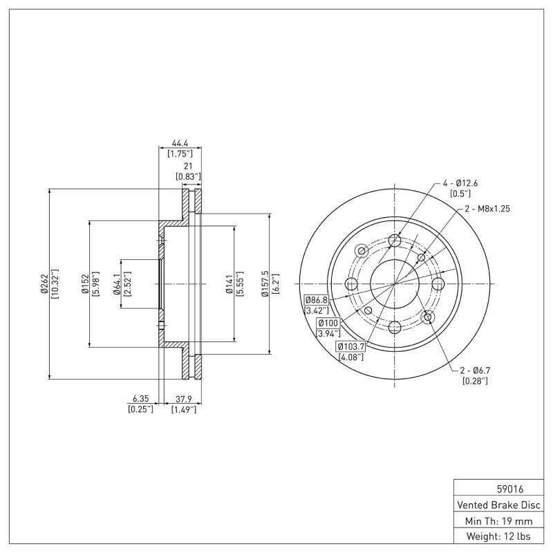 DFC 600-59016 - DFC600-59016 - DFC 90-01 Acura Integra Front Brake Rotor - Shipped in Europe - Tuningsupply.com