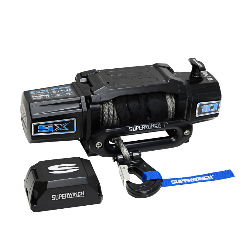 Superwinch 1710204 - SUW1710204 - Superwinch 10000 LBS 12V DC 3/8in x 80ft Synthetic Rope SX10SR Winch - Semi Gloss Black - Shipped in Europe - Tuningsupply.com