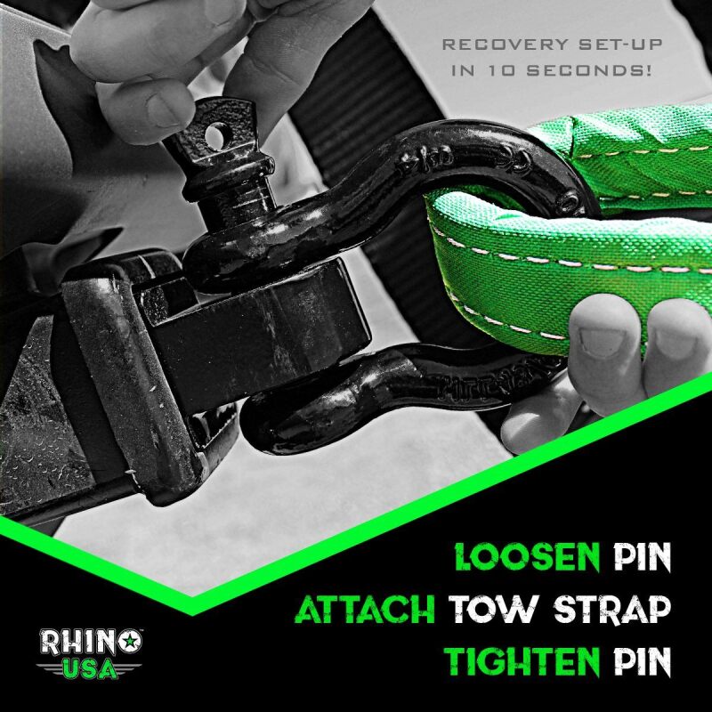 Rhino USA RNO-20STRAPHITCH - RSARNO-20STRAPHITCH - Rhino USA 20Ft Tow Strap/Hitch Combo - Shipped in Europe - Tuningsupply.com