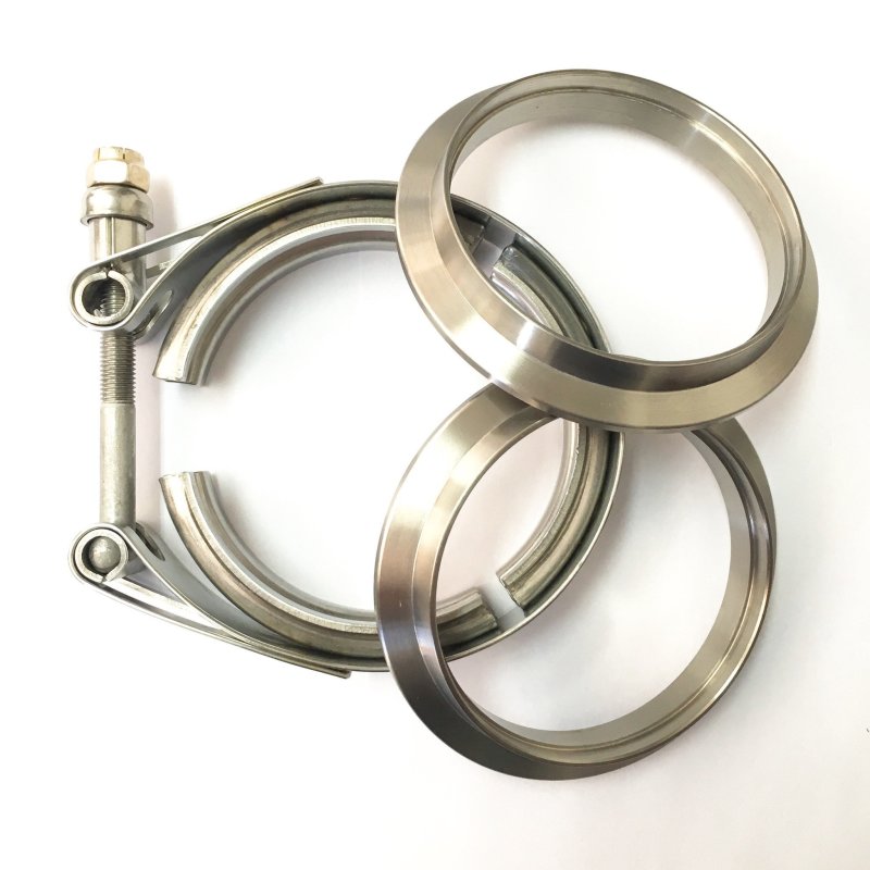 Ticon 103-07610-0002 - TIC103-07610-0002 - Ticon Industries 3.0in Titanium V-Band Clamp Assembly (2 Flanges/1 Clamp) - Shipped in Europe - Tuningsupply.com