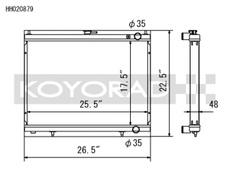 Koyo HH020879 - KOYHH020879 - Koyo 1998-Aug 2000 Nissan Skyline GT-R R34 2.6L Turbo Radiator - Shipped in Europe - Tuningsupply.com
