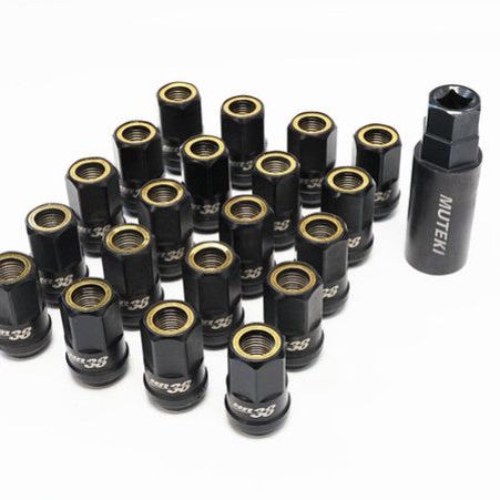 Wheel Mate HR3805TY - WHMHR3805TY - Wheel Mate Muteki HR38 Open End Lug Nuts 12x1.25 Titanium Chrome / Yellow Ring - Shipped in Europe - Tuningsupply.com