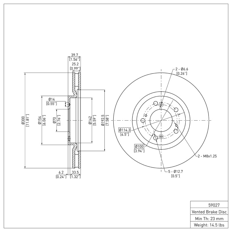 DFC 600-59027 - DFC600-59027 - DFC 00-09 Honda S2000 Front Brake Rotor - Shipped in Europe - Tuningsupply.com