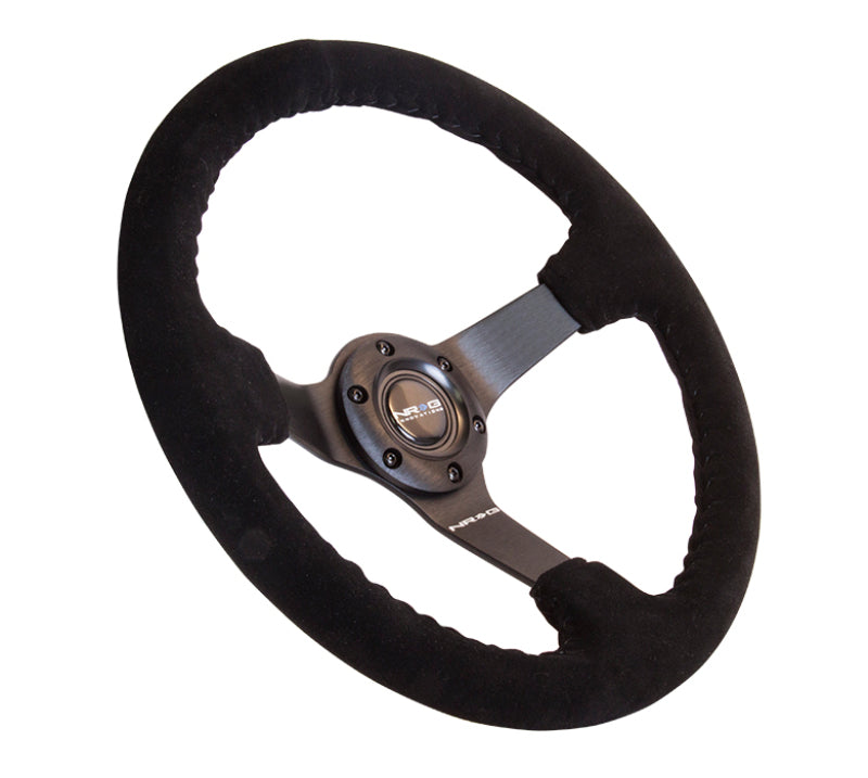 NRG RST-036MB-S - NRGRST-036MB-S - NRG Reinforced Steering Wheel (350mm / 3in. Deep) Blk Suede w/Blk BBall Stitch (Odi Bakchis Edition) - Shipped in Europe - Tuningsupply.com