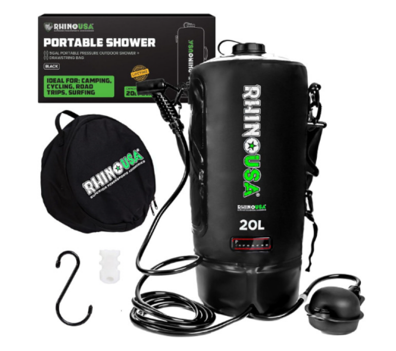 Rhino USA CA-SHPOR-BLK - RSACA-SHPOR-BLK - 5 Gallon Portable Pressurized Camp Shower - Black - Shipped in Europe - Tuningsupply.com
