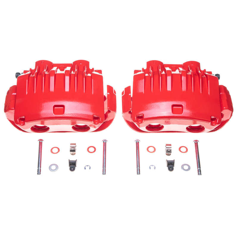 PowerStop S4654C - PSBS4654C - Power Stop 94-98 Ford Mustang Front Red Calipers w/Brackets - Pair - Shipped in Europe - Tuningsupply.com