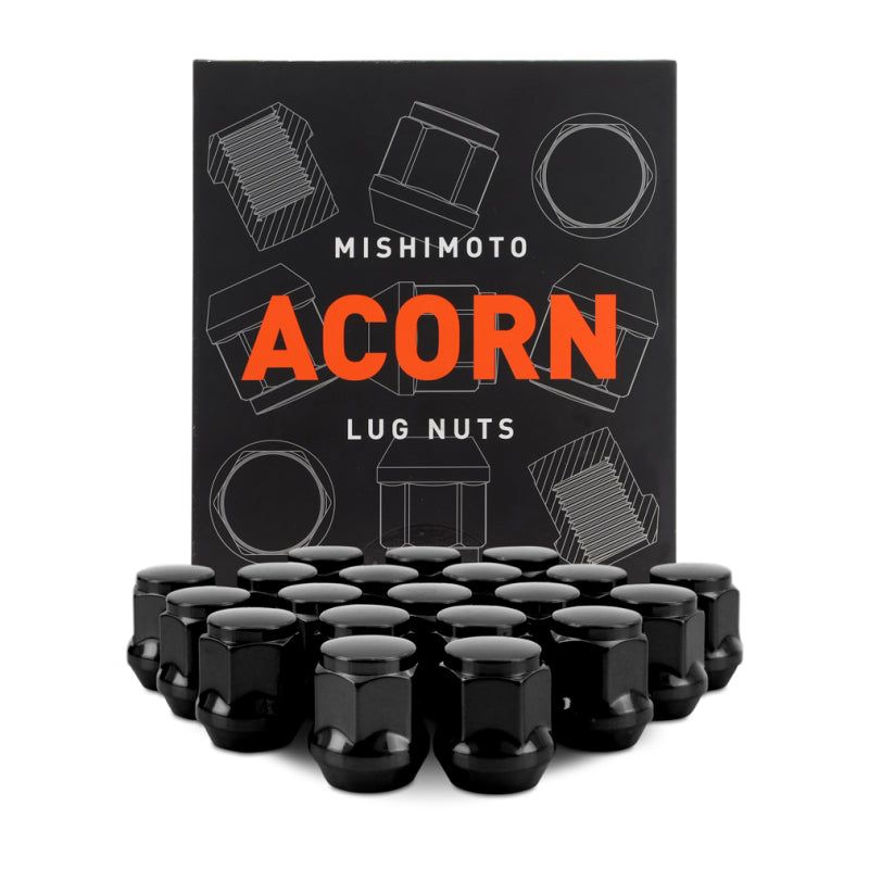 Mishimoto MMLG-AC1215-20BK - MISMMLG-AC1215-20BK - Mishimoto Steel Acorn Lug Nuts M12 x 1.5 - 20pc Set - Black - Shipped in Europe - Tuningsupply.com
