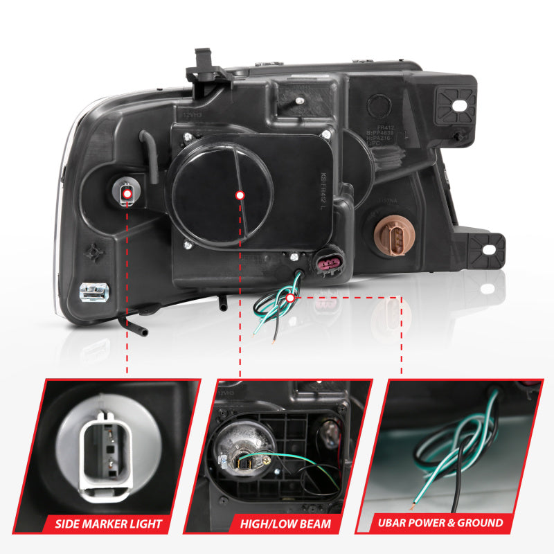 ANZO 111287 - ANZ111287 - ANZO 2004-2008 Ford F-150 Projector Headlights w/ U-Bar Chrome - Shipped in Europe - Tuningsupply.com