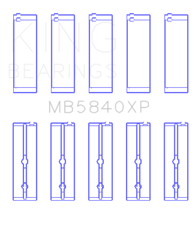 King Engine Bearings GMB5840XPSTDX - KINGMB5840XPSTDX - King Chrysler/Dodge Gen 3 Hemi 5.7L/6.1L/6.4L Crankshaft Main Bearing Set (Set of 5) - Size STDX - Shipped in Europe - Tuningsupply.com
