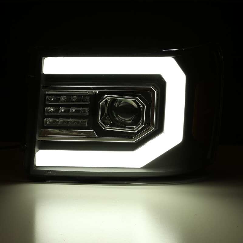 AlphaRex 880605 - ARX880605 - AlphaRex 07-13 GMC 1500HD PRO-Series Proj Headlights Plank Style Gloss Blk w/Activ Light/Seq Signal - Shipped in Europe - Tuningsupply.com