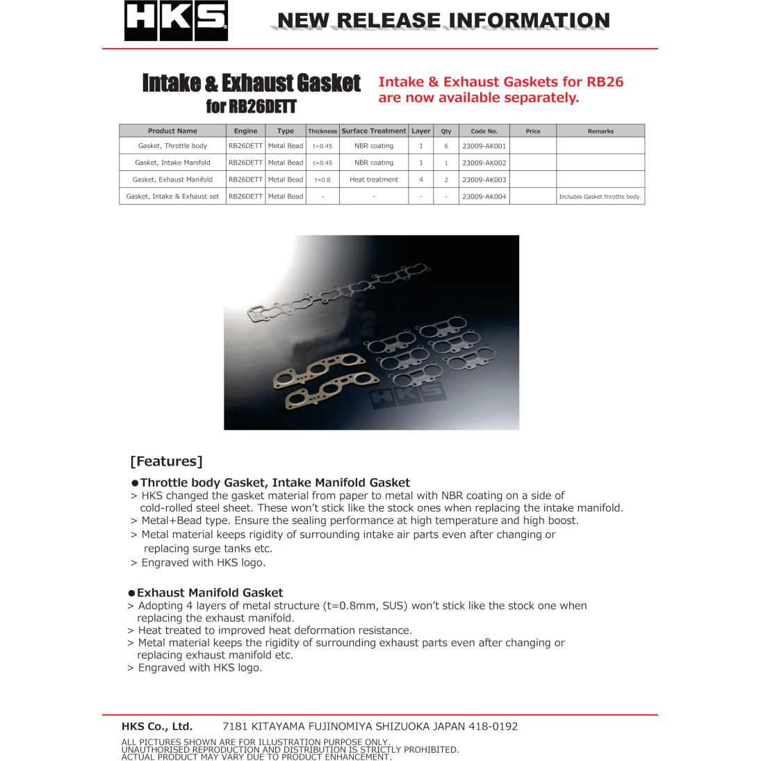 HKS 23009-AK003 - HKS23009-AK003 - HKS RB26DETT Exhaust Manifold Gasket - Shipped in Europe - Tuningsupply.com