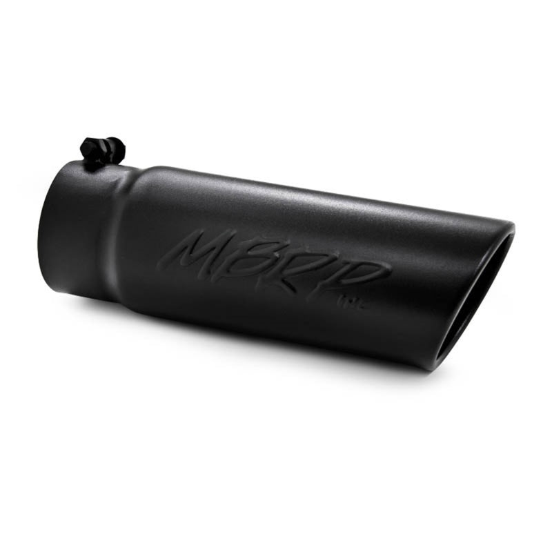 MBRP PT5112BLK - MBRPT5112BLK - MBRP Universal Tip 4 O.D. Angled Rolled End 3.5 inlet 10 length- Black Finish - Shipped in Europe - Tuningsupply.com