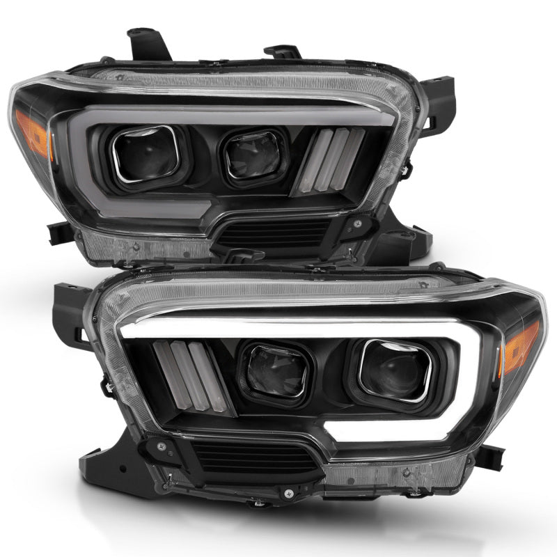 ANZO 111379 - ANZ111379 - ANZO 2016-2017 Toyota Tacoma Projector Headlights w/ Plank Style Design Black/Amber w/ DRL - Shipped in Europe - Tuningsupply.com