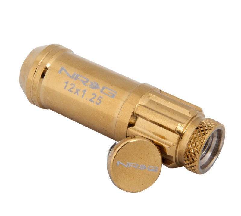 NRG LN-LS710CG-21 - NRGLN-LS710CG-21 - NRG 700 Series M12 X 1.25 Steel Lug Nut w/Dust Cap Cover Set 21 Pc w/Locks & Socket - Chrome Gold - Shipped in Europe - Tuningsupply.com