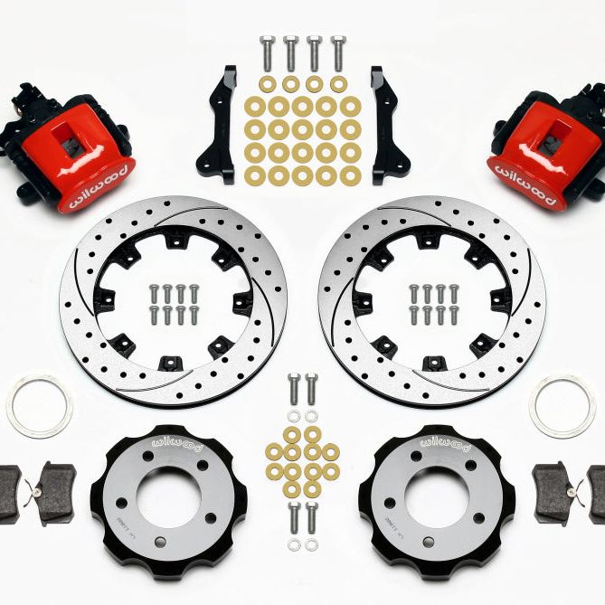 Wilwood 140-11979-DR - WIL140-11979-DR - Wilwood Combination Parking Brake Rear Kit 12.19in Drilled Red 2006-Up Civic / CRZ - Shipped in Europe - Tuningsupply.com