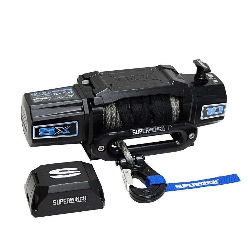 Superwinch 1710204 - SUW1710204 - Superwinch 10000 LBS 12V DC 3/8in x 80ft Synthetic Rope SX10SR Winch - Semi Gloss Black - Shipped in Europe - Tuningsupply.com