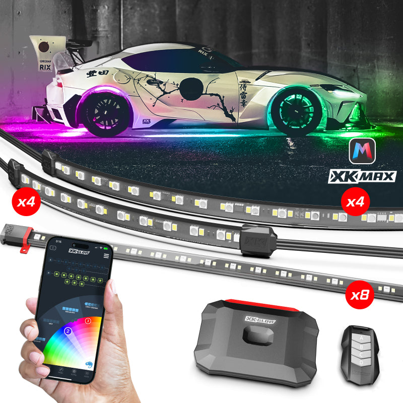 XKGLOW MX-CAR-PRO - XKGMX-CAR-PRO - XK Glow XKmax RGBW 16pc Addressable Car Underglow + Interior + Wheel Kit - Shipped in Europe - Tuningsupply.com