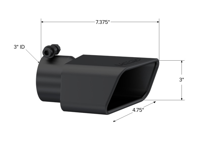 MBRP PT5119BLK - MBRPT5119BLK - MBRP Universal Tip 4.75inx 3in Rectangle Angled Cut 3in O.D. inlet Driver Side 7.375in length Black - Shipped in Europe - Tuningsupply.com
