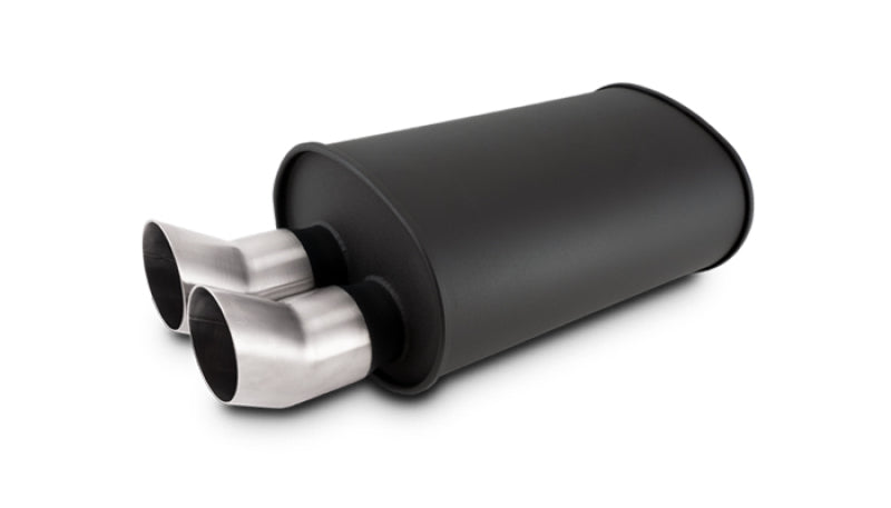 Vibrant 12335 - VIB12335 - Vibrant Streetpower Flat Blk Muffler 9.5x6.75x15in Body 2.5in Inlet ID 3in Tip OD w/Dual DTM Tips - Shipped in Europe - Tuningsupply.com