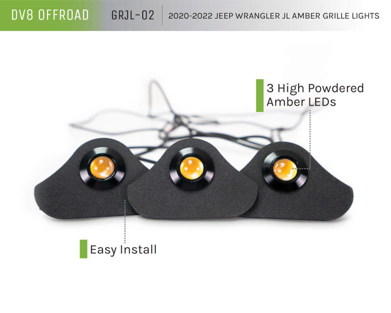 DV8 Offroad GRJL-02 - DVEGRJL-02 - DV8 Offroad 2018+ Jeep JL Grill Amber Marker Lights - Shipped in Europe - Tuningsupply.com