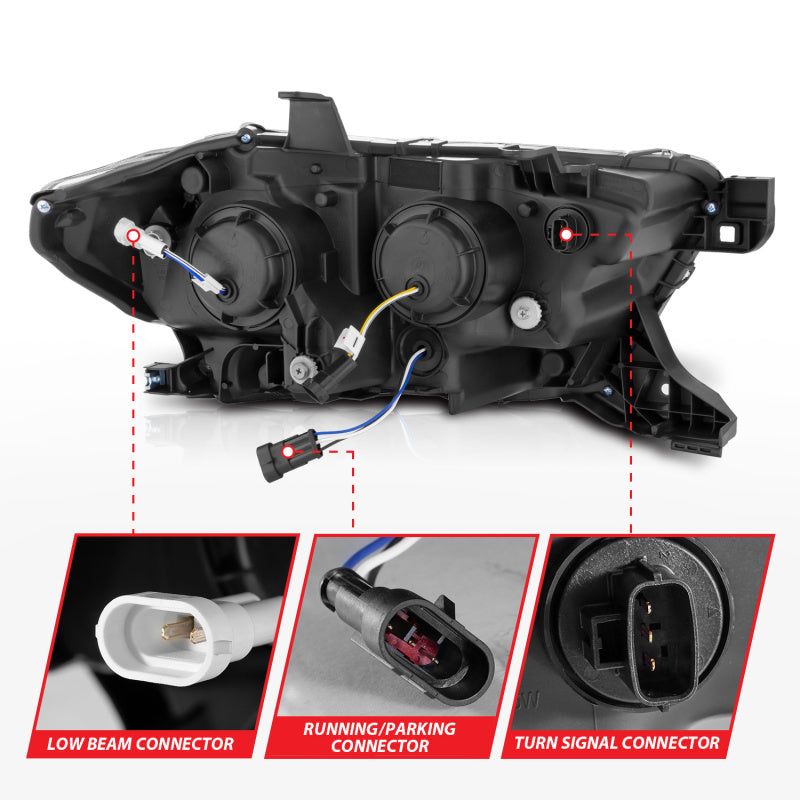 ANZO 111562 - ANZ111562 - ANZO 16-22 Toyota Tacoma SR/SR5 ONLY Full LED Proj Headlights w/Light Bar Seq. Blk w/Initiation Lgt - Shipped in Europe - Tuningsupply.com