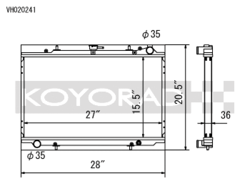 Koyo VH020241 - KOYVH020241 - Koyo 90-96 Nissan 300ZX 3.0L Non Turbo MT Radiator - Shipped in Europe - Tuningsupply.com