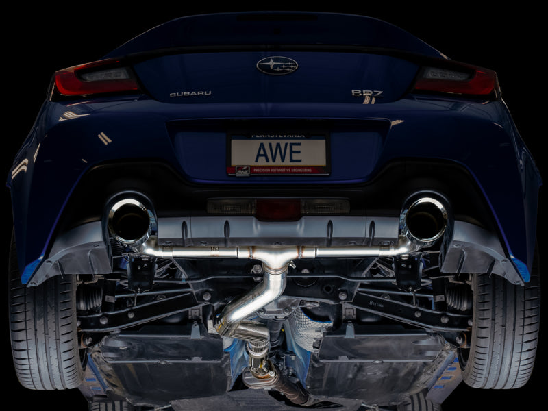 AWE Tuning 3020-32279 - AWE3020-32279 - AWE Subaru BRZ/ Toyota GR86/ Toyota 86 Track Edition Cat-Back Exhaust- Chrome Silver Tips - Shipped in Europe - Tuningsupply.com