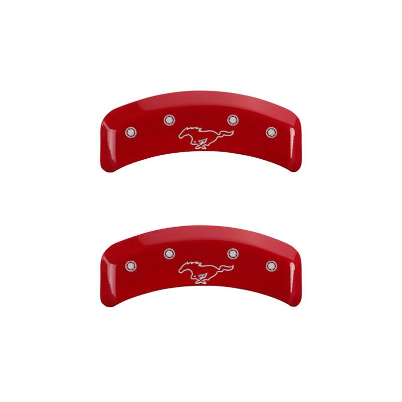 MGP 10095SMPYRD - MGP10095SMPYRD - MGP 4 Caliper Covers Engraved Front Mustang Engraved Rear Pony Red finish silver ch - Shipped in Europe - Tuningsupply.com