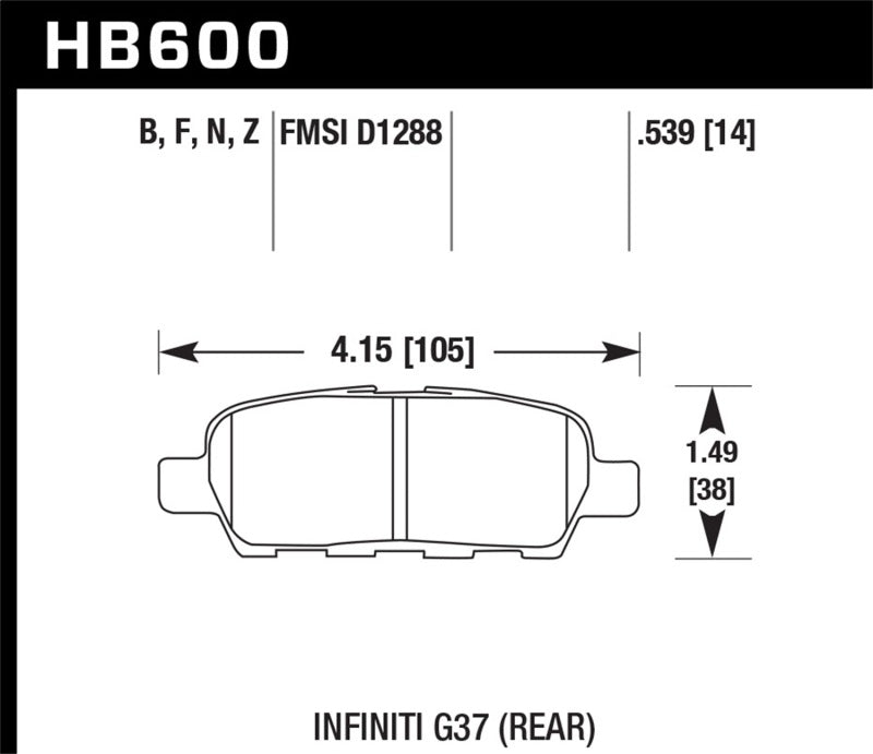 Hawk Performance KHB600F.539 - HAWKHB600F.539 - Hawk Infiniti G35 Sport/G37 / 08-10 Nissan Rogue / 07-09 Sentra SE-R / 10 Sentra SE-R M/T HPS Street - Shipped in Europe - Tuningsupply.com