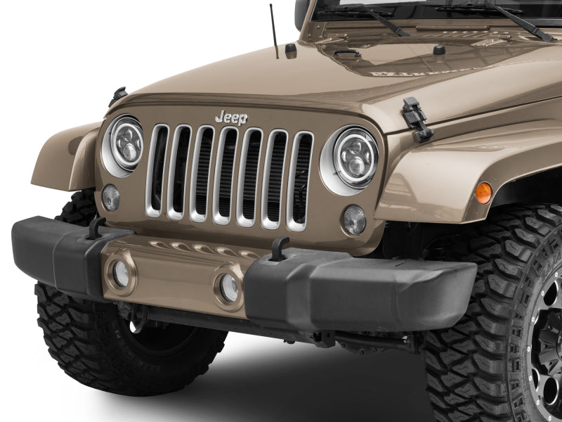 Raxiom J142665 - RAXJ142665 - Raxiom 97-18 Jeep Wrangler TJ/JK Axial 7-Inch LED Headlights w/RGB Halo- Black Housing (Clear Lens) - Shipped in Europe - Tuningsupply.com