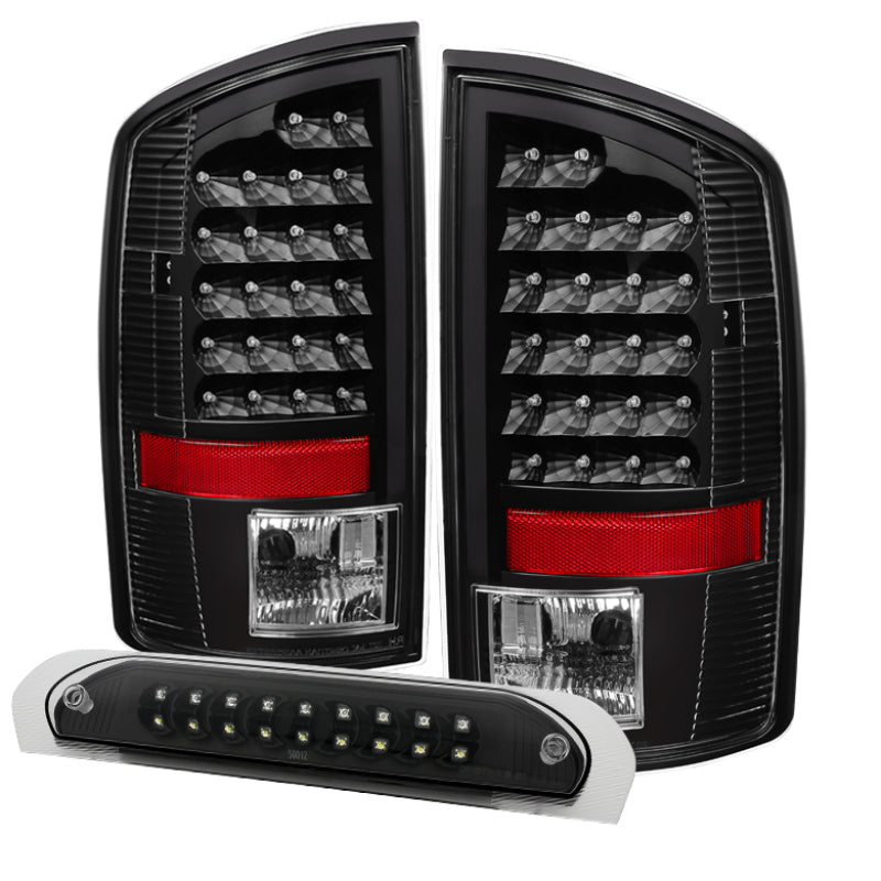 SPYDER 9032790 - SPY9032790 - xTune Dodge Ram 07-08 1500 LED Tail Lights w/ LED 3rd Brake Lamps- Black ALT-JH-DR07-LED-SET-BK - Shipped in Europe - Tuningsupply.com