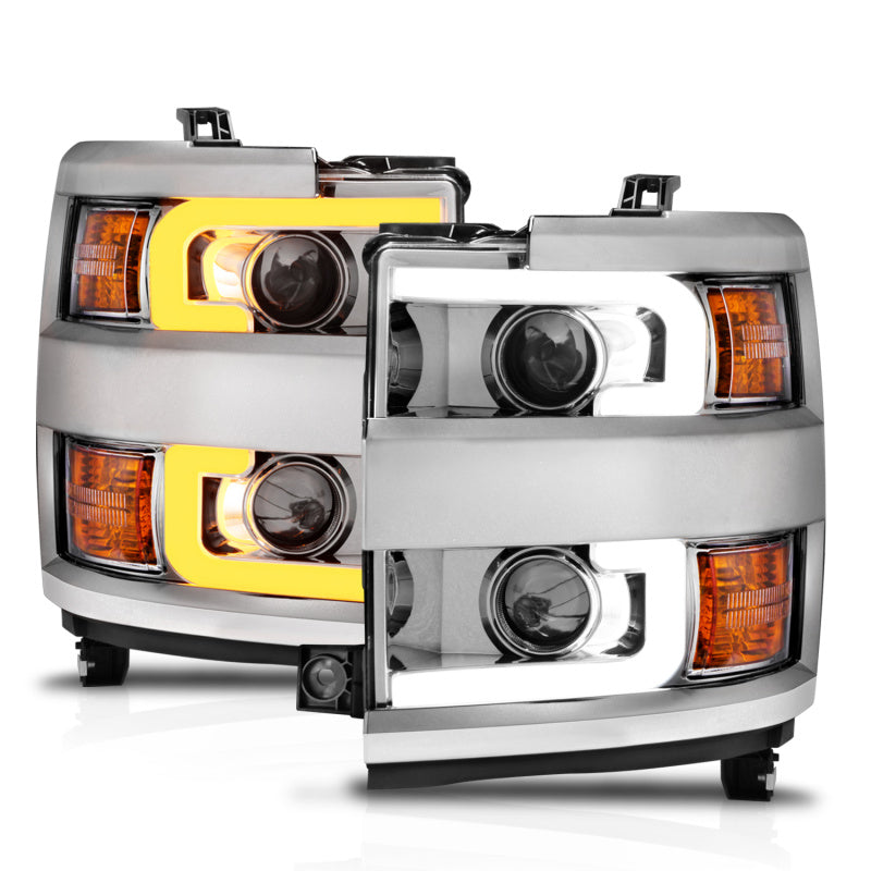 ANZO - ANZ111366 - ANZO Projector Headlights 15-17 Chevrolet Silverado 2500HD / 3500HD Chrome w/ Chrome Rim - Shipped in Europe - Tuningsupply.com