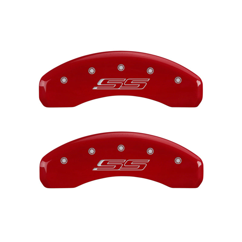 MGP 14241SCS5RD - MGP14241SCS5RD - MGP 4 Caliper Covers Engraved Front Gen 5/Camaro Engraved Rear Gen 5/SS Red finish silver ch - Shipped in Europe - Tuningsupply.com