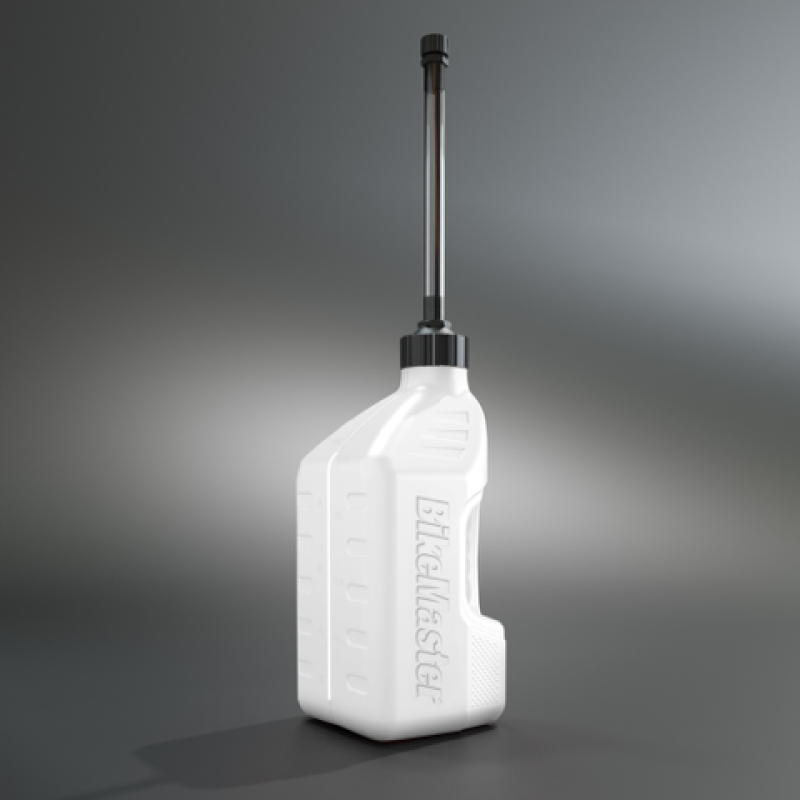 BikeMaster 101011 - BKM101011 - BikeMaster 2.5 Gallon White Jug Black Cap w/ Auto Shut Off Hose - Shipped in Europe - Tuningsupply.com