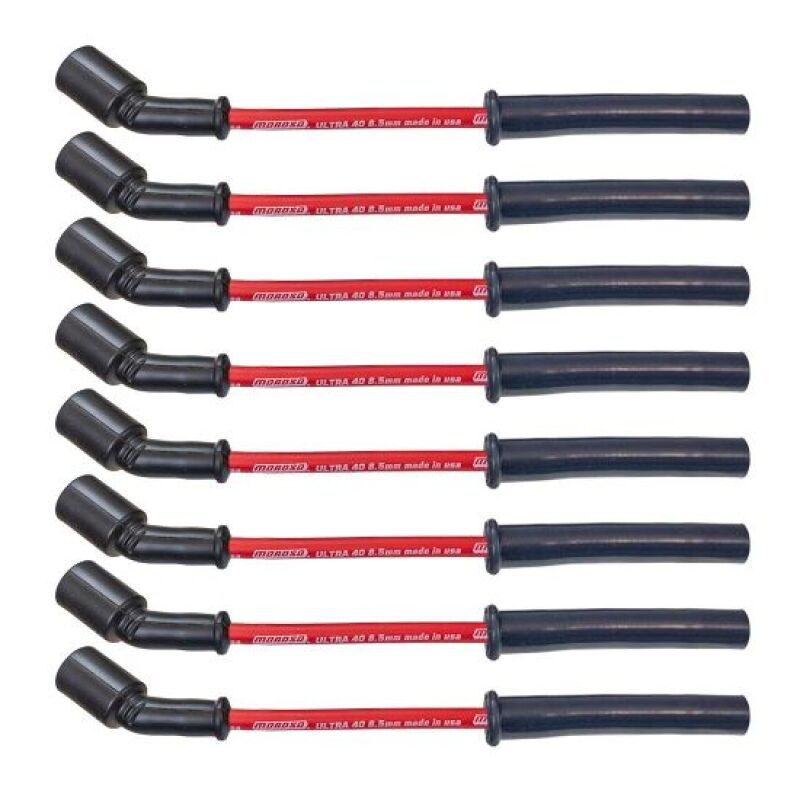 Moroso 73754 - MOR73754 - Moroso GM GenV LT1/LT4 5.3L/6.2L/6.6L Ultra 40 8.5mm Multi-Angle Boot Spark Plug Wire Set - Red - Shipped in Europe - Tuningsupply.com