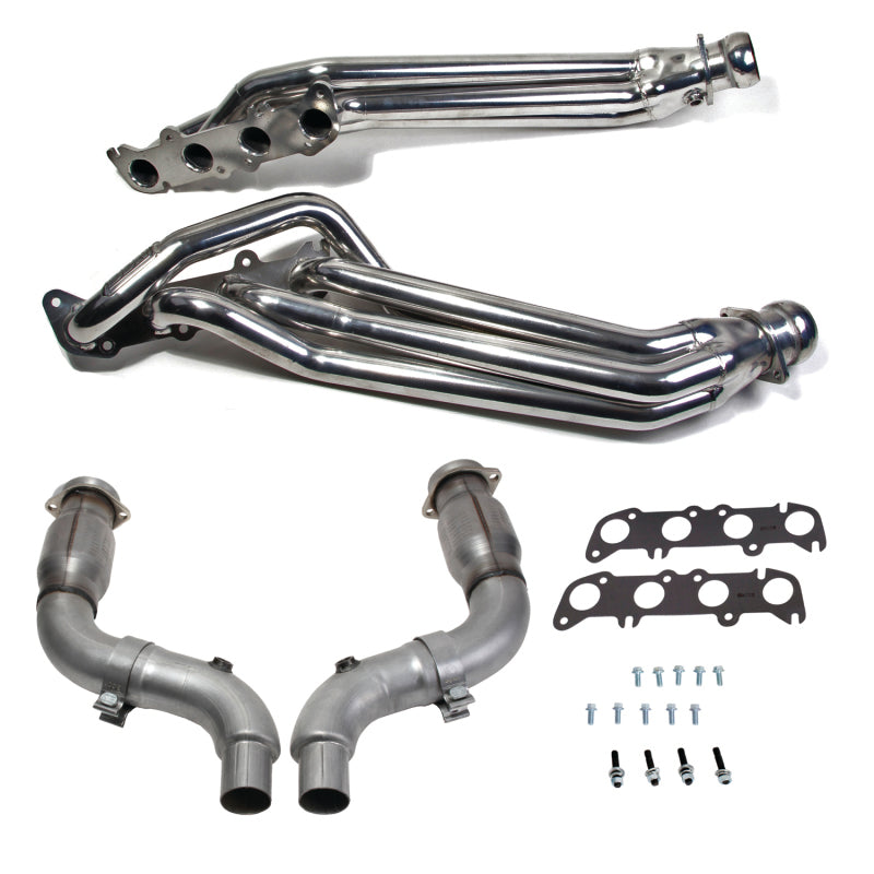 BBK 18564 - BBK18564 - BBK 15-23 Ford Mustang GT 5.0 1-7/8in Headers w/High Flow Catted Mid Pipe (Silver Ceramic) - Shipped in Europe - Tuningsupply.com
