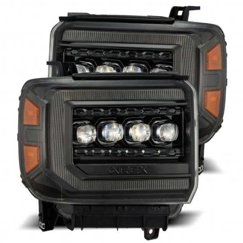 AlphaRex 880616 - ARX880616 - AlphaRex 14-18 GMC Sierra NOVA LED Proj Headlights Plnk Style Alpha Blk w/Activ Light/Seq Signal/DRL - Shipped in Europe - Tuningsupply.com