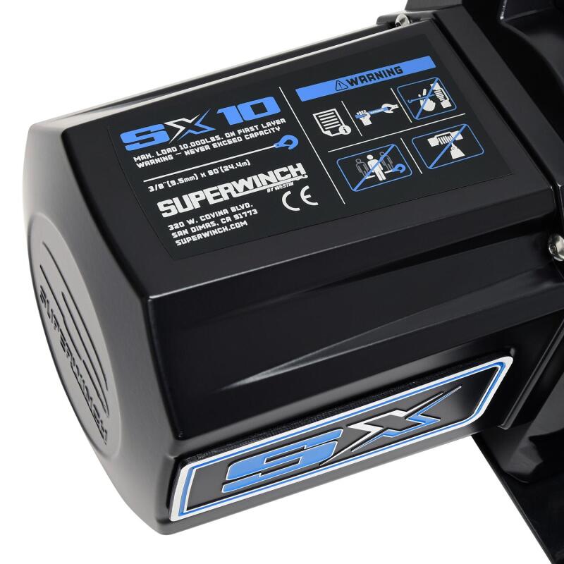 Superwinch 1710204 - SUW1710204 - Superwinch 10000 LBS 12V DC 3/8in x 80ft Synthetic Rope SX10SR Winch - Semi Gloss Black - Shipped in Europe - Tuningsupply.com