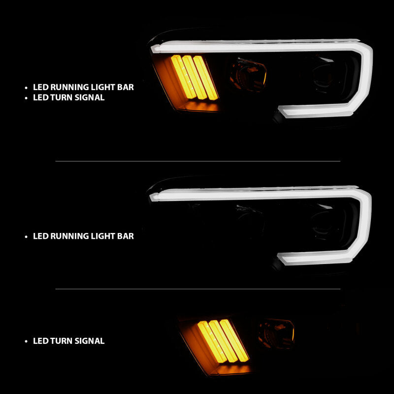 ANZO 111379 - ANZ111379 - ANZO 2016-2017 Toyota Tacoma Projector Headlights w/ Plank Style Design Black/Amber w/ DRL - Shipped in Europe - Tuningsupply.com