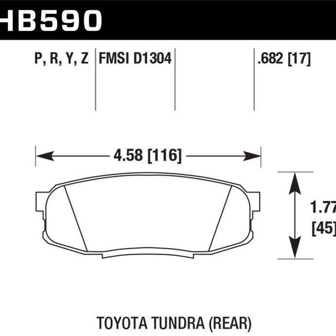 Hawk Performance KHB590N.682 - HAWKHB590N.682 - Hawk 2019 Toyota Tundra/2019 Lexus NX300 HP Plus Brake Pad Set - Shipped in Europe - Tuningsupply.com