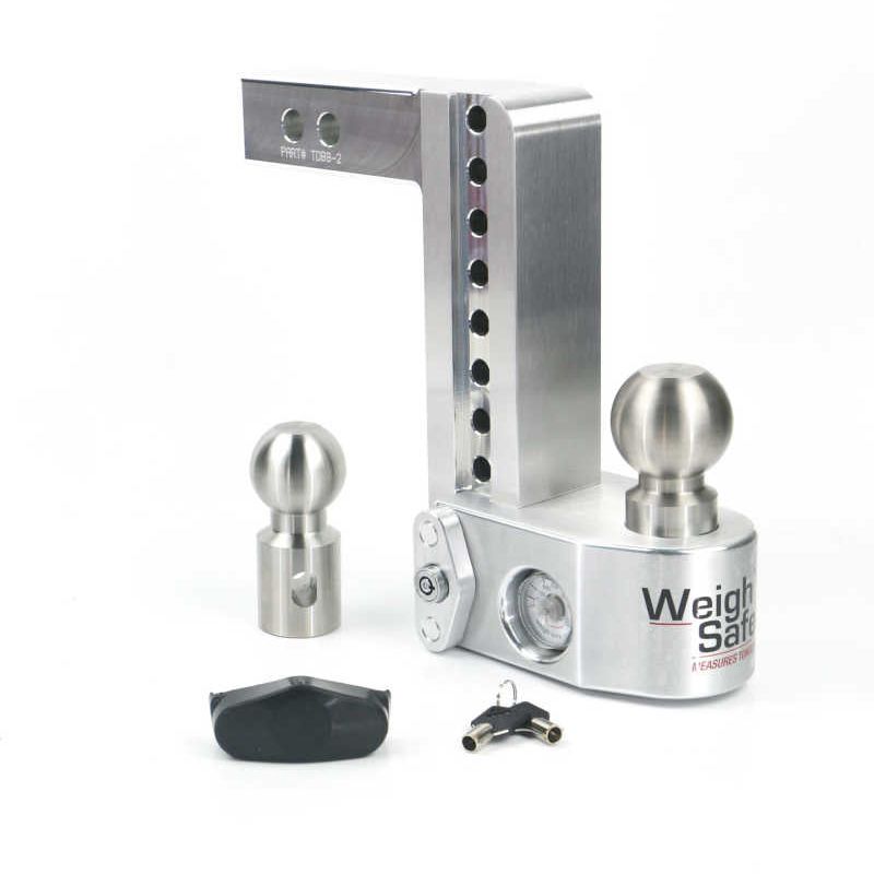 Weigh Safe WS8-2 - WEIWS8-2 - Weigh Safe 8in Drop Hitch w/Built-in Scale & 2in Shank (10K/12.5K GTWR) - Aluminum - Shipped in Europe - Tuningsupply.com