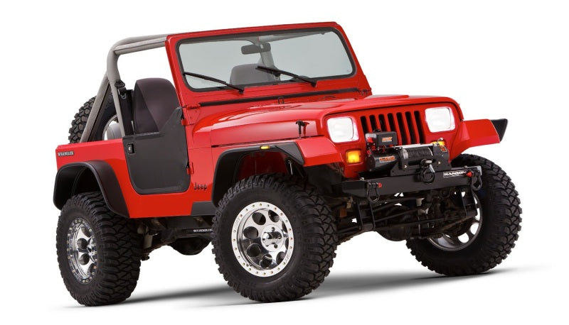 Bushwacker - BUS10924-07 - Bushwacker 87-95 Jeep Wrangler Flat Style Flares 4pc Excludes Renegade - Black - Shipped in Europe - Tuningsupply.com