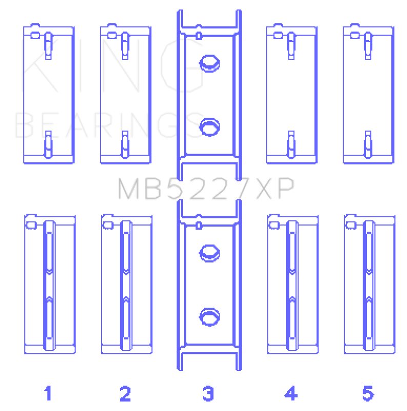 King Engine Bearings GMB5227XP - KINGMB5227XP - King Engine Bearings Mitsubishi 4G63/4G64 6 Bolt 1st Gen DSM Performance Main Bearing Set - Size STD - Shipped in Europe - Tuningsupply.com