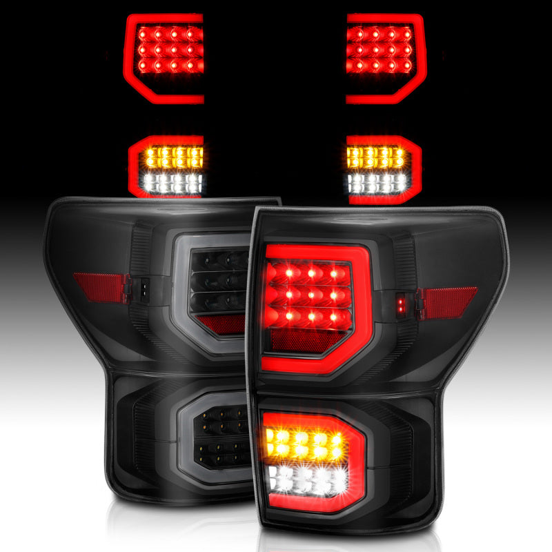 ANZO 311337 - ANZ311337 - ANZO 2007-2013 Toyota Tundra LED Taillights Plank Style Black w/Smoke Lens - Shipped in Europe - Tuningsupply.com