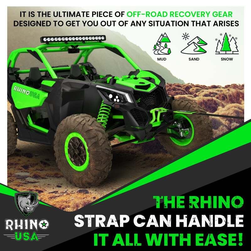 Rhino USA G-TOWSTRAP - RSAG-TOWSTRAP - Rhino USA Recovery Tow Strap 3Inx20Ft (Black) - Shipped in Europe - Tuningsupply.com