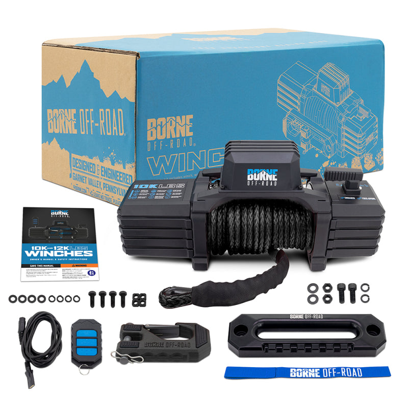 Borne Off-Road BNWN-10-SBK - BRNBNWN-10-SBK - Borne Off-Road 10K Winch - Black Synthetic Rope - Shipped in Europe - Tuningsupply.com
