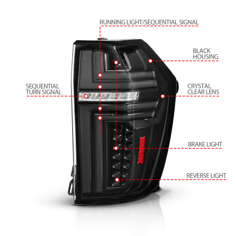 ANZO 311483A - ANZ311483A - ANZO 21-24 Chevy Suburban/Tahoe Full LED Tail Lights SeqSig Black - Pair - Shipped in Europe - Tuningsupply.com